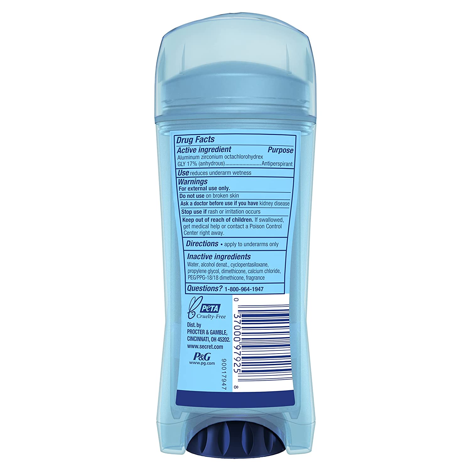 Secret Antiperspirant Deodorant Women, Unscented Clear Gel, Outlast, 3.4 oz (Pack of 3) - Image 2